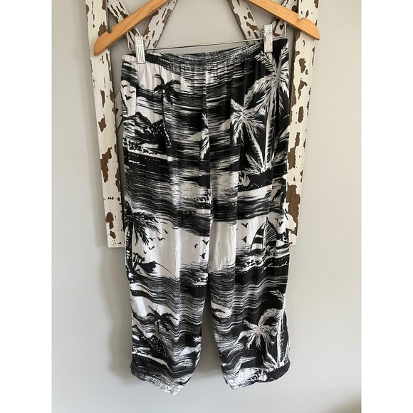 Vintage Jams World Island Life Cropped Pants Womens Size Small Palm Tree Print - Picture 2 of 7